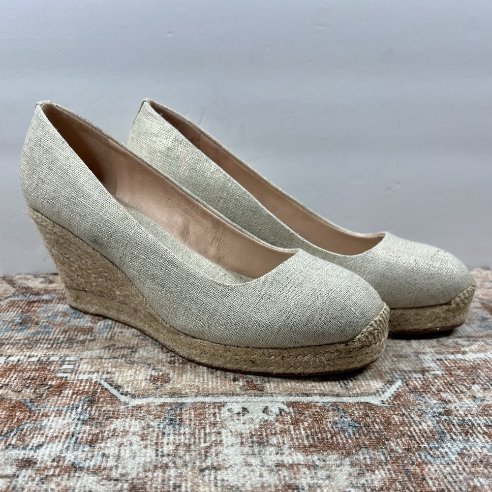 J Crew Shoes Womens 10 Beige Seville Espadrille Wedge Natural‎ Slip On Comfort
